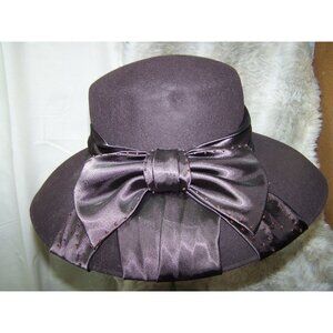 Vintage Hat Ladies Betmar Brown Wool Sateen Bow Fedora